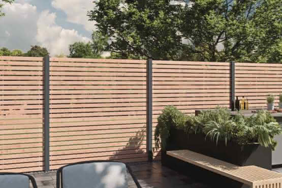 Nizza Steckzaun 180 x 180 cm aus Rhombusprofilen, Lärche/Douglasie naturbelassen 180x180 cm | Lärche/Douglasie natur