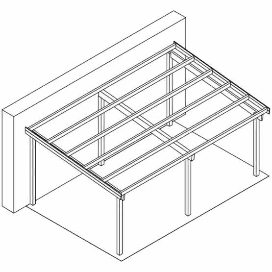 Terrassendach mit Trapez-Lichtplatten classic 624x400 cm 624x400 cm | Kiefer KDI-grün