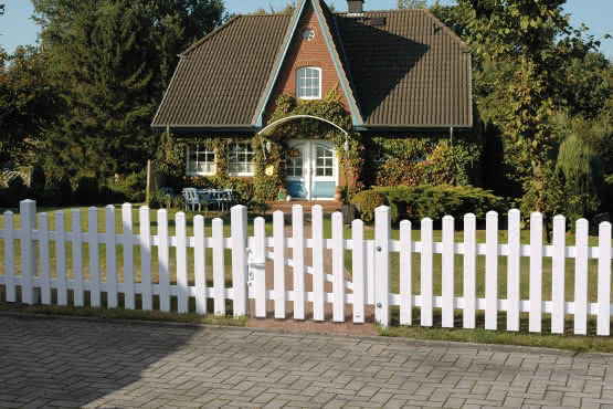 Joda Easy mit Oberbogen Weiß - Gartenzäune aus Kunststoff 