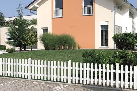 Joda® Easy Vorgartenzaun aus Kunststoff in gerader Ausführung 101x75 cm, Pforte DIN links, weiß Pforte DIN links, 101x75 cm