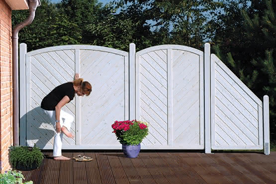 Dichtzaun Lyon 180x180/165 cm mit Rankgitter Fichte Grauweiß 180 x 180/165 cm mit Rankgitter | Fichte Grauweiß