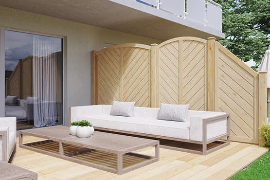 Dichtzaun Lyon 90x165/80 cm Abschluss mit Rankgitter Lärche naturbelassen 90 x 165/80 cm Abschluss mit Rankgitter | Lärche/Douglasie