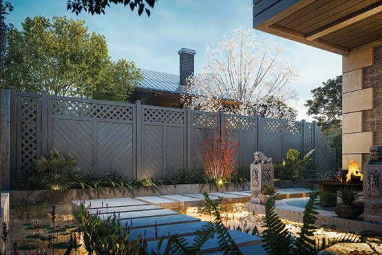 Sichtschutzelement Lugano 100x180 cm Tür geschlossen Fichte Granit 100 x 180 cm Tür geschlossen