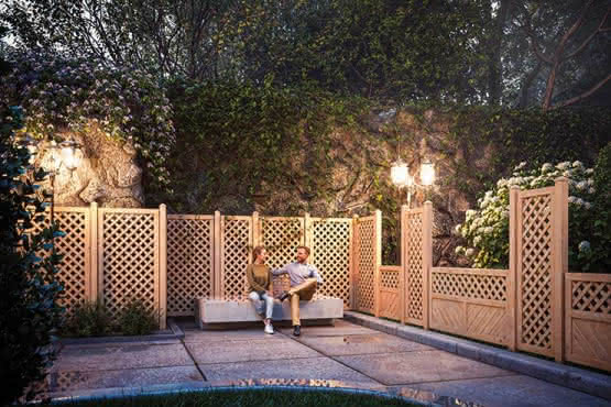 Vorgartenzaun Lugano 180x90 cm Vorgartenzaun mit Rankgitter Lärche/Douglasie naturbelassen 180 x 90 cm Vorgartenzaun mit Rankgitter