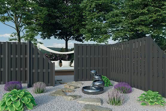 Kansas City WPC Sichtschutz 90x180 cm, Tür DIN rechts, Anthrazit/ Anthrazit 90 x 180 DIN rechts | WPC Anthrazit/Anthrazit