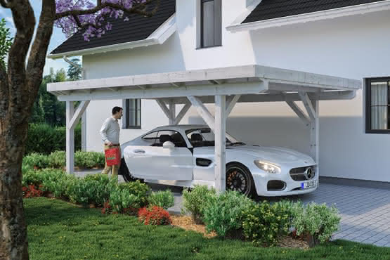 Joda® Spax® Carport Heide, 420x600 cm, mit EPDM-Foliendach, Fichte Leimholz naturbelassen 420x600 cm | Fichte Leimholz natur