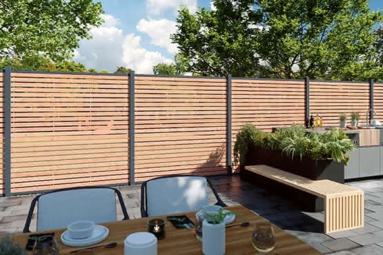 Nizza Steckzaun 180 x 180 cm aus Rhombusprofilen, Lärche/Douglasie naturbelassen Lärche/Douglasie natur