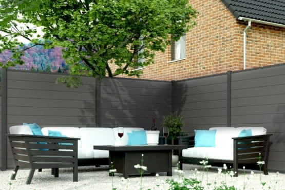 Systemzaun Kingston PVC 178 x 175 cm Dekor Basaltgrau Basaltgrau