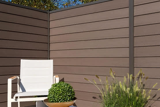 Systemzaun Kingston Schwedenprofil WPC Braun Türelement DIN rechts 100 x 176 cm Tür 100x176 cm DIN re | Braun