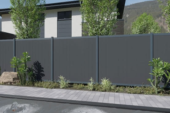 Systemzaun Kingston Vertical cWPC Anthrazit Zaunelement 176 x 183 cm Steckzaun 176x183 cm | Anthrazit