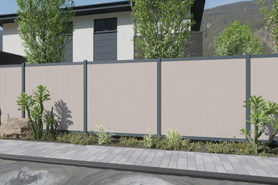 Systemzaun Kingston Vertical cWPC Beige Zaunelement 176 x 183 cm Steckzaun 176x183 cm | Beige