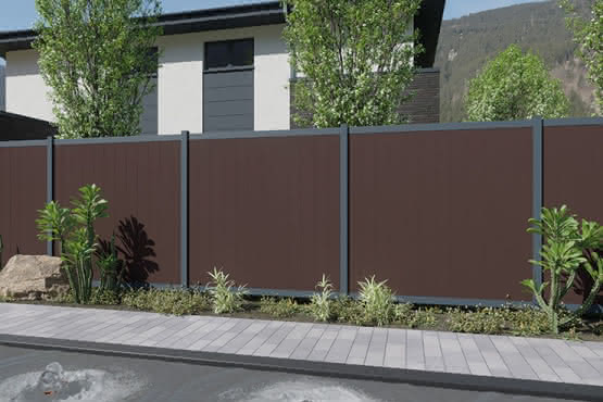 Systemzaun Kingston Vertical cWPC Dunkelbraun Türelement DIN rechts 100 x 181 cm Tür 100x181 cm DIN re | Dunkelbraun