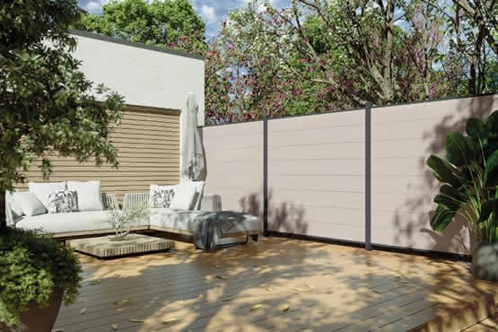 Systemzaun Kingston XL cWPC Beige Zaunelement 178 x 183 cm Steckzaun 178x183 cm | Beige