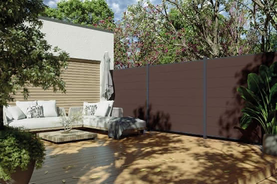 Systemzaun Kingston XL cWPC Dunkelbraun Türelement DIN rechts 100 x 181 cm Tür 100x181 cm DIN re | Dunkelbraun