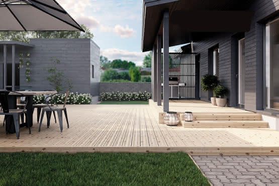 Terassendiele Polar-Kiefer 27x145 mm französisches Profil Länge 3,60 m naturbelassen 3,60 m | natur