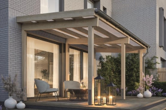 Terrassendach mit Trapez-Lichtplatten 