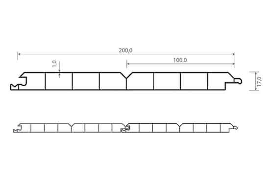 Verkleidungsprofil 17 x 200 mm mit V-Fuge 6000 mm lang mit Dekor-Folie 