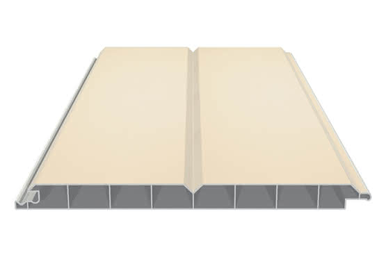 Verkleidungsprofil 17 x 200 mm mit V-Fuge 6000 mm lang mit Dekor-Folie Cremeweiß Cremeweiß