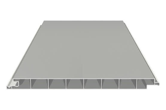 Verkleidungsprofil 17 x 200 mm ohne V-Fuge 6000 mm lang mit Dekor-Folie Lichtgrau Lichtgrau