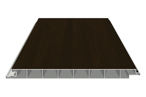 Verkleidungsprofil 17 x 200 mm ohne V-Fuge 6000 mm lang mit Dekor-Folie Nussbaum Nussbaum