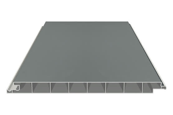 Verkleidungsprofil 17 x 200 mm ohne V-Fuge 6000 mm lang mit Dekor-Folie Silbergrau Silbergrau