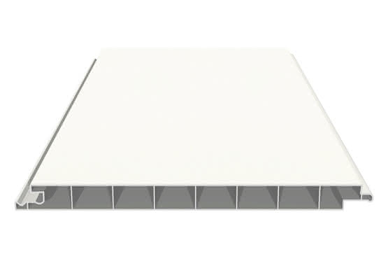 Verkleidungsprofil 17 x 200 mm ohne V-Fuge 6000 mm lang mit Dekor-Folie Altweiß Altweiß