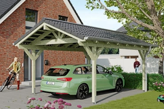 Westerland Einzelcarport 420 x 600 cm Fichte KVH NSI naturbelassen Einzelcarport 420 x 600 cm | Fichte KVH natur