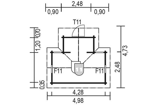 Frontspießhaus 248x428 cm/1,20 m Vorbau