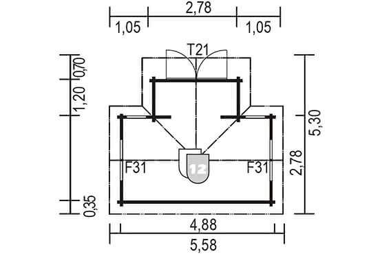 Frontspießhaus 278x488 cm/1,20 m Vorbau
