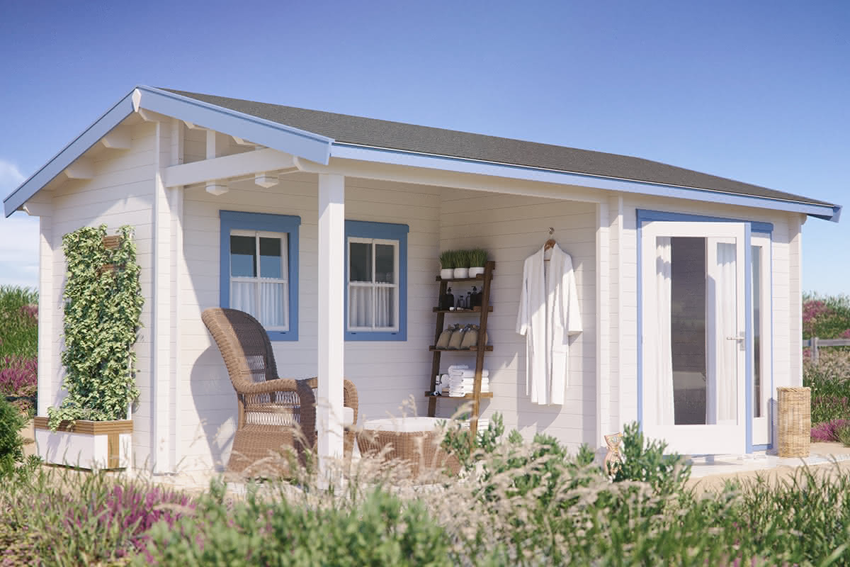 Gartenhaus mit überdachtem Freisitz 