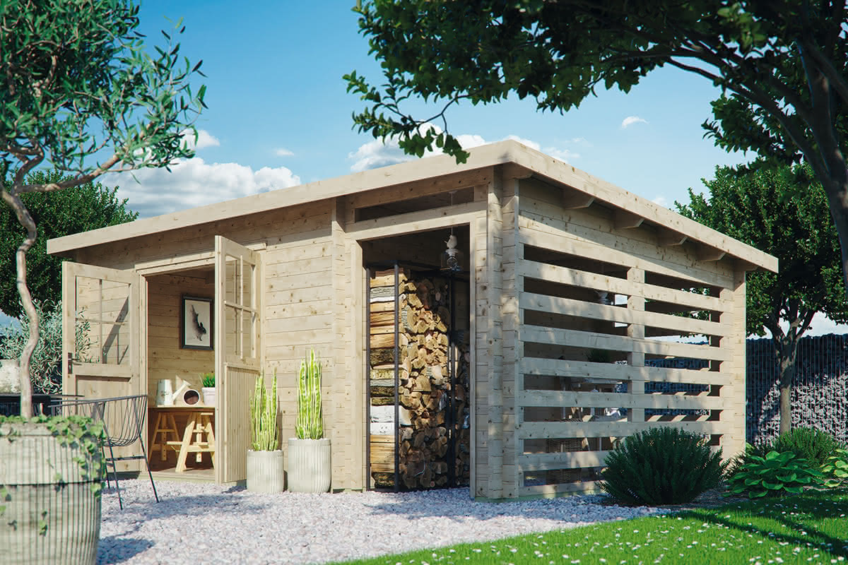 Gartenhaus mit Anbau 518 x 368 cm | 45 mm