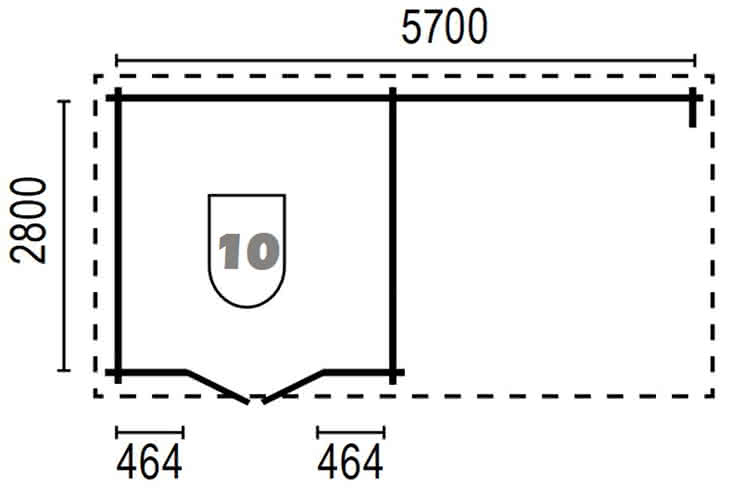 Blockhaus Fertighaus Arvik mit Unterstand 570 x 280 cm 