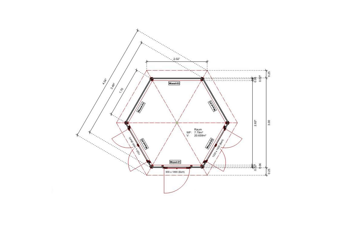 Pavillon 6-Eck Dahlem Typ 2 Ø 404 cm 