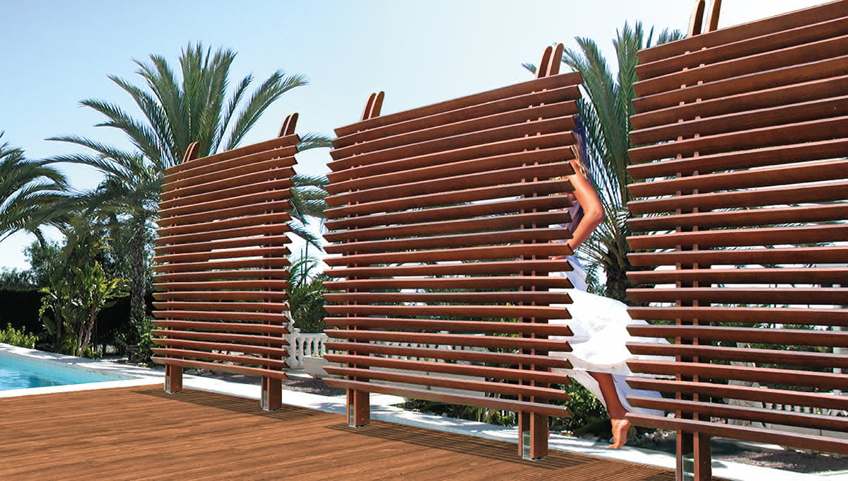 Holzzaun Edle Lamellen Design Sichtblende