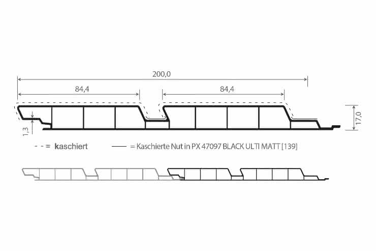 PVC-Fassaden-Doppelprofil mit Schattenfuge, foliert, 17x200x6000 mm 