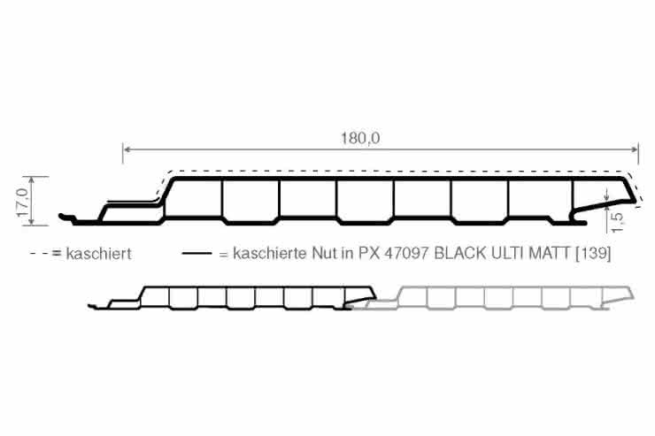 PVC-Fassaden-Einfachprofil mit Schattenfuge, foliert, 17x180x6000 mm 