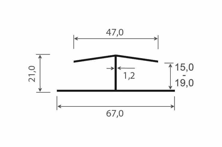 H-Profil für 17 mm Verkleidungsprofile in weiß, 21 x 47 x 6000 mm 