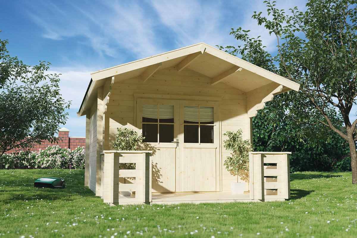 Holzhaus aus Blockbohlen 308 x 368 cm | 28 mm