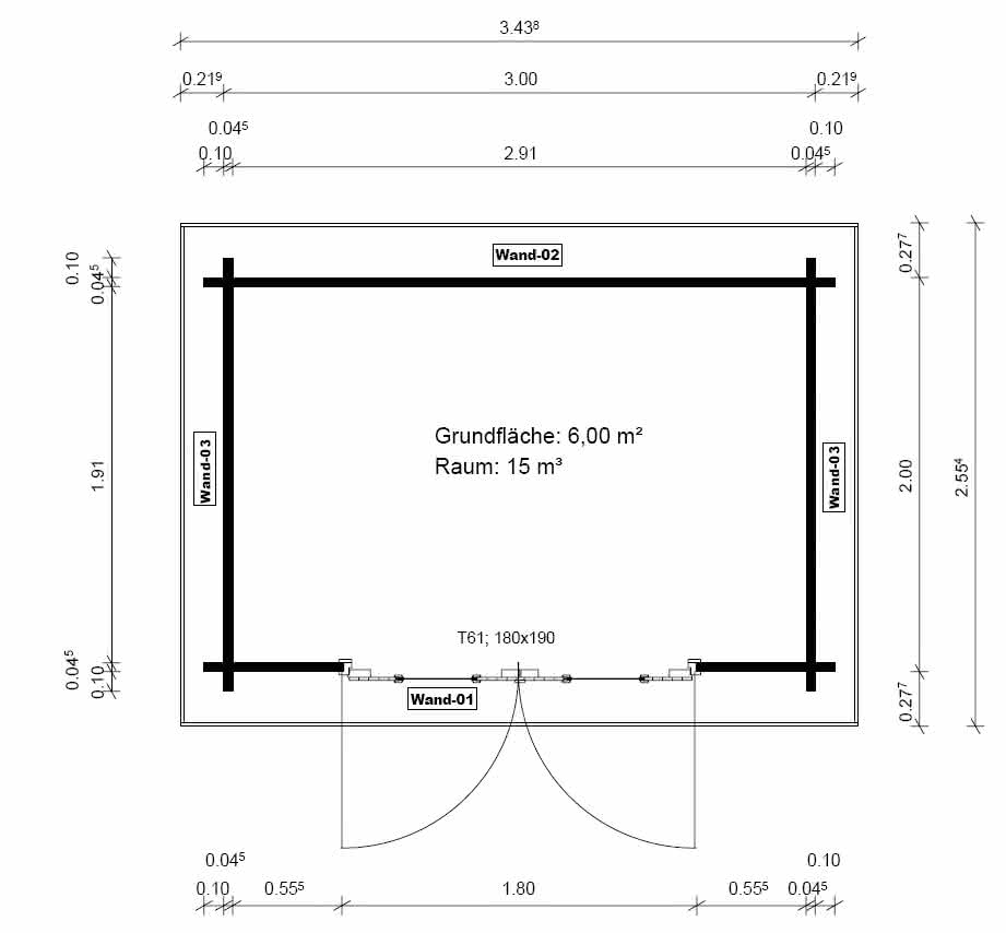 Gartenhaus mit Tonnendach 300 x 200 cm | 28 mm