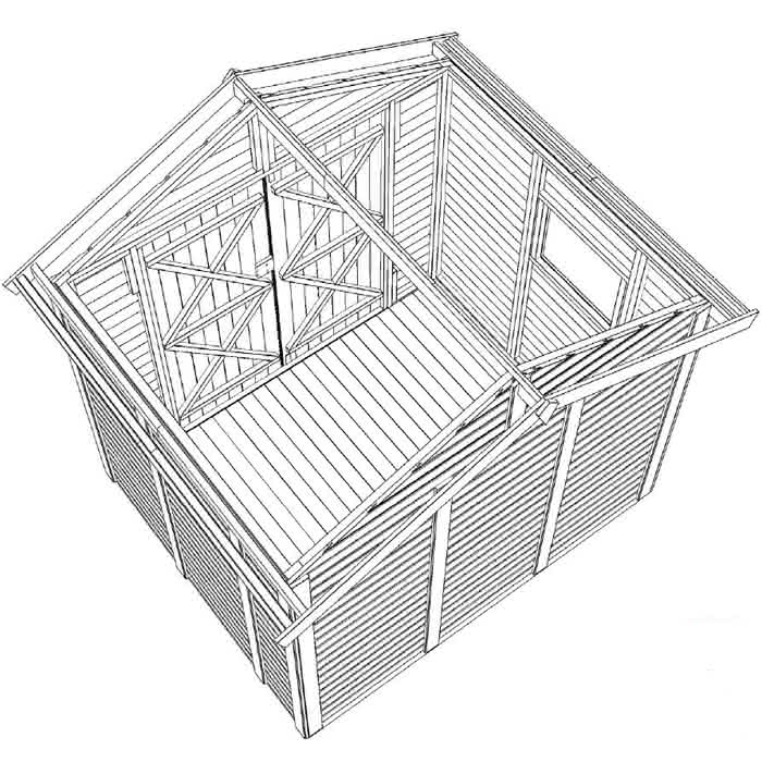 Gartenhaus mit Schleppdach 230 x 186 cm | Hellgrau/Weiß