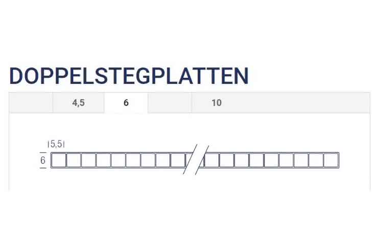 Polycarbonat Stegplatten 6 mm klar 1050x2000 mm 2000 mm