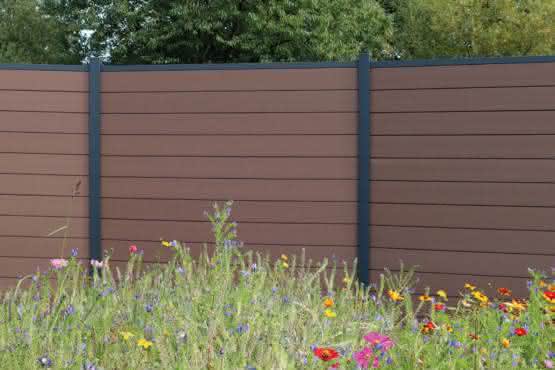 Kingston One cWPC Zaun 100x181 cm Dunkelbraun, Tür DIN links 100x181 cm Tür Li | Dunkelbraun