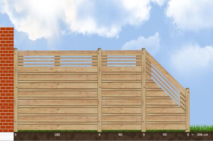 Terrassen-Trennwand-Set Modell Calabria Lärche natur 