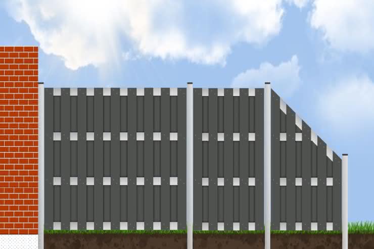 Terrassen-Trennwand-Set Modell Kansas City WPC Anthrazit/Silber 