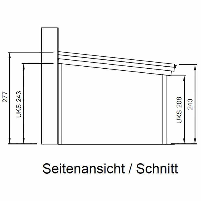 Terrassendach mit Trapez-Lichtplatten classic 420x350 cm 420x350 cm | Kiefer KDI-grün