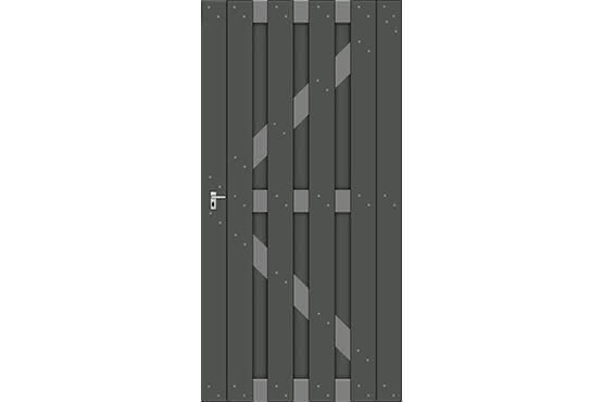 Kansas City WPC Sichtschutz 90x180 cm, Tür DIN rechts, Anthrazit/ Anthrazit 90 x 180 DIN rechts | WPC Anthrazit/Anthrazit