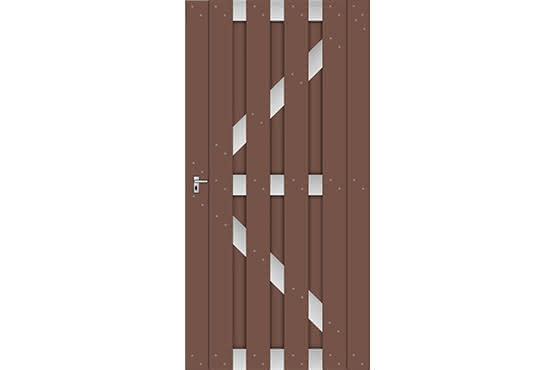 Kansas City WPC Sichtschutz 90x180 cm, Tür DIN rechts, Dunkelbraun/ Silber 90 x 180 DIN rechts | WPC Dunkelbraun/Silber