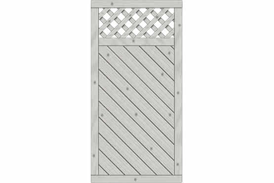 Sichtschutzelement Lugano 90x180 cm mit Rankgitter Fichte Grau 90 x 180 cm mit Rankgitter