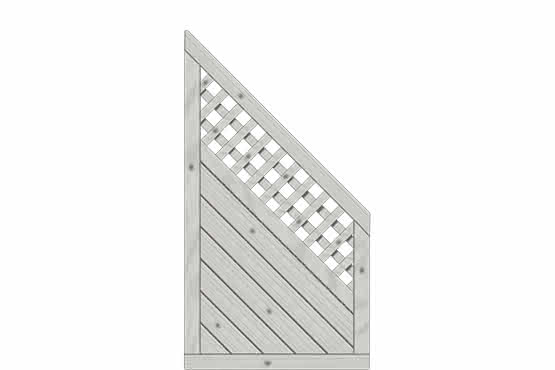Dichtzaun Lyon 90x165/80 cm Abschluss mit Rankgitter Fichte Grau 90 x 165/80 cm Abschluss mit Rankgitter | Fichte Grau