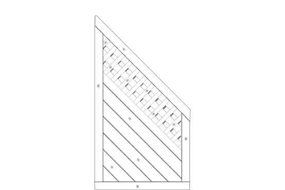 Dichtzaun Lyon 90x165/80 cm Abschluss mit Rankgitter Fichte Grauweiß 90 x 165/80 cm Abschluss mit Rankgitter | Fichte Grauweiß